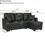 Sleeper Sofa, Sectional with Pull-Out Bed, Reversible Chaise, Storage Sectional, Foil Fabric, Small Space Solution, Convertible Sofa Bed - Grand Goldman Shop