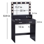 Vanity Desk with Mirror and Lights, Dressing Table with Large Drawer, 2 Level Storage Dresser & 3 Lighting Modes Adjustable Brightness, Suitable for Bedroom(Black) - Grand Goldman Shop