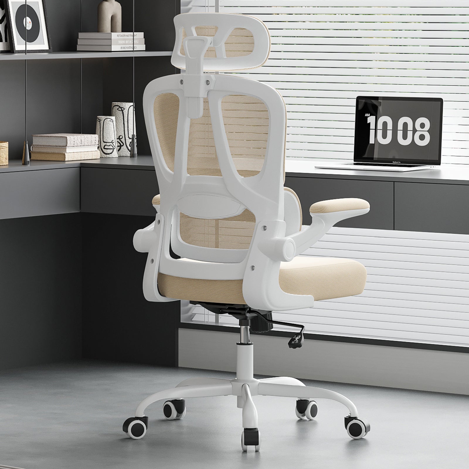 Ergonomic Office Chair, Desk Chair with Headrest and Lumbar Support, High Back Swivel Home Office Chair with Headrest for Hom