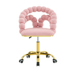 Pink Velvet Bubble Vanity Chair with Gold Base, 360° Swivel Height Adjustable Ergonomic Accent Chair, Cute Rolling Desk Chair