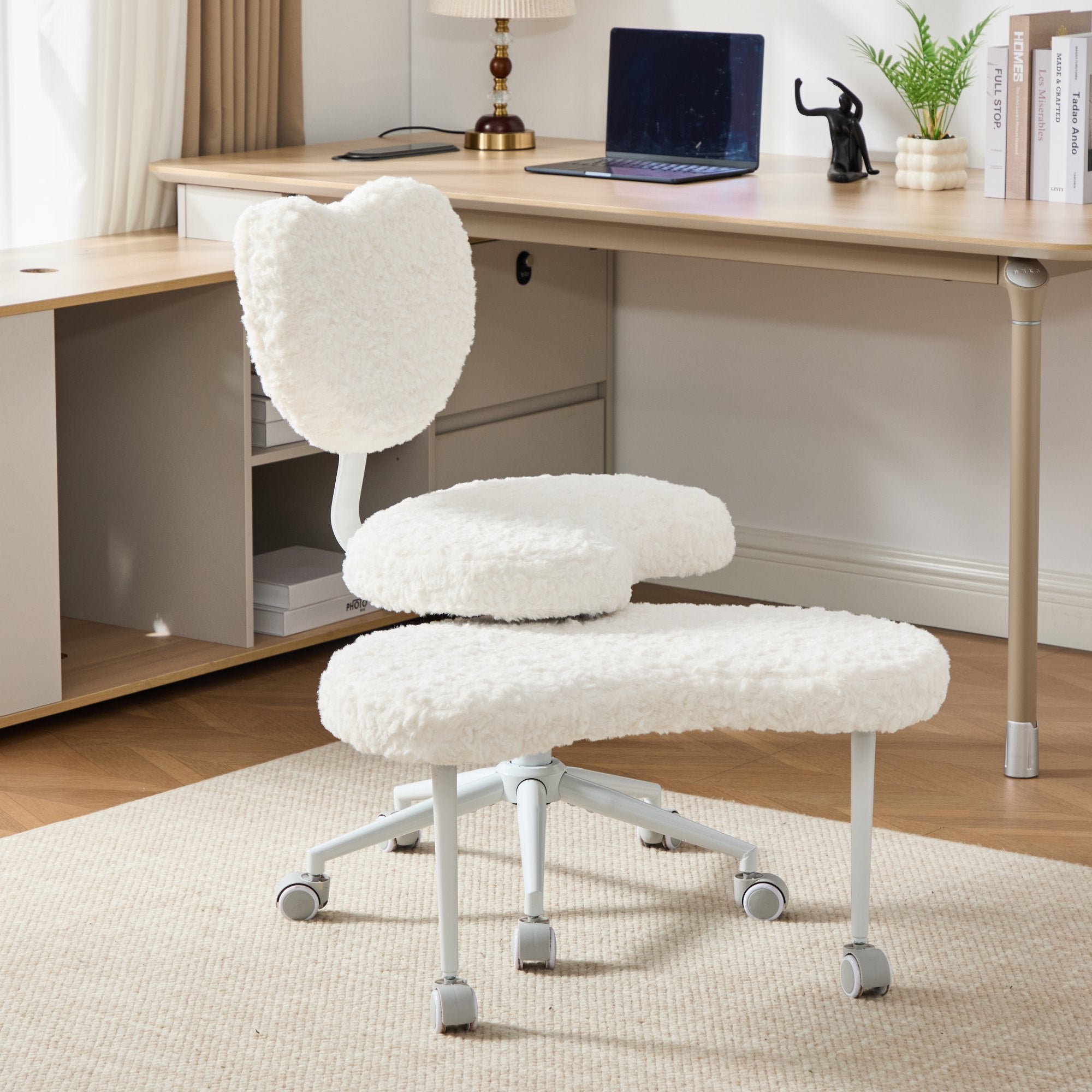 Artificial rabbit hair Meditation Chair Plus, Cross Legged Chair with Wheels, ADHD Chair, Criss Cross Desk Chair with Lumbar 