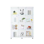 Glass Display Cabinet with 4 Shelves Extra Large, Curio Cabinets for Living Room, Bedroom, Office, Black Floor Standing Glass