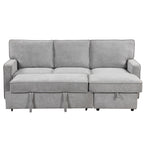 U_STYLE Upholstery Sleeper Sectional Sofa with Storage Space, USB port, 2 cup holders on Back Cushions(same sku; WY000335AAE) - Grand Goldman Shop