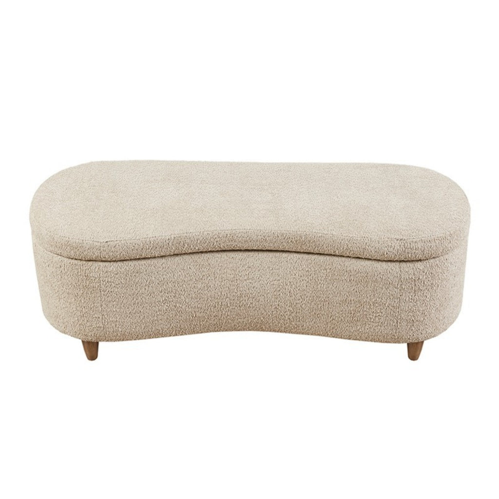 Bailey Boucle Flip Top Storage Bench Taupe Polyester Solid Wood 48x16.5x18 inches - Grand Goldman Shop