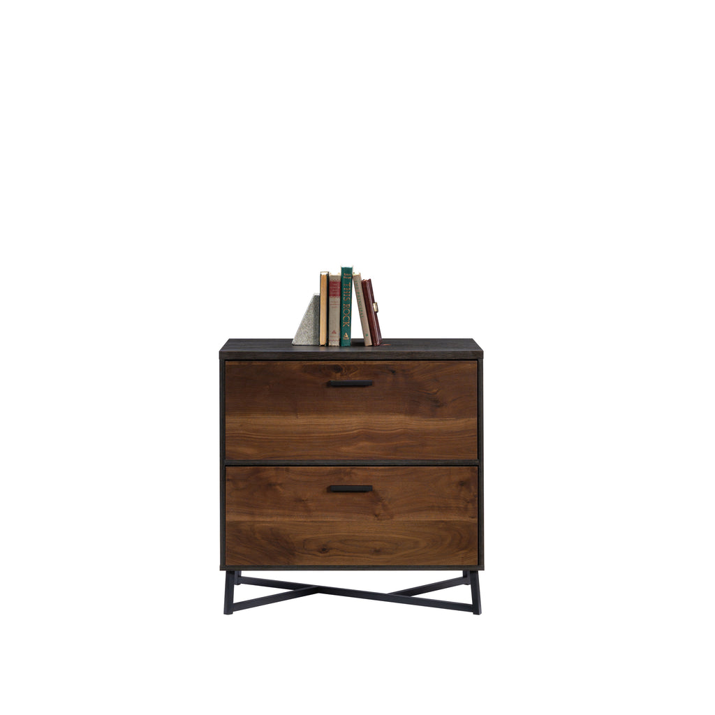 Lateral File with Modern Design, Dark Walnut finish - Grand Goldman