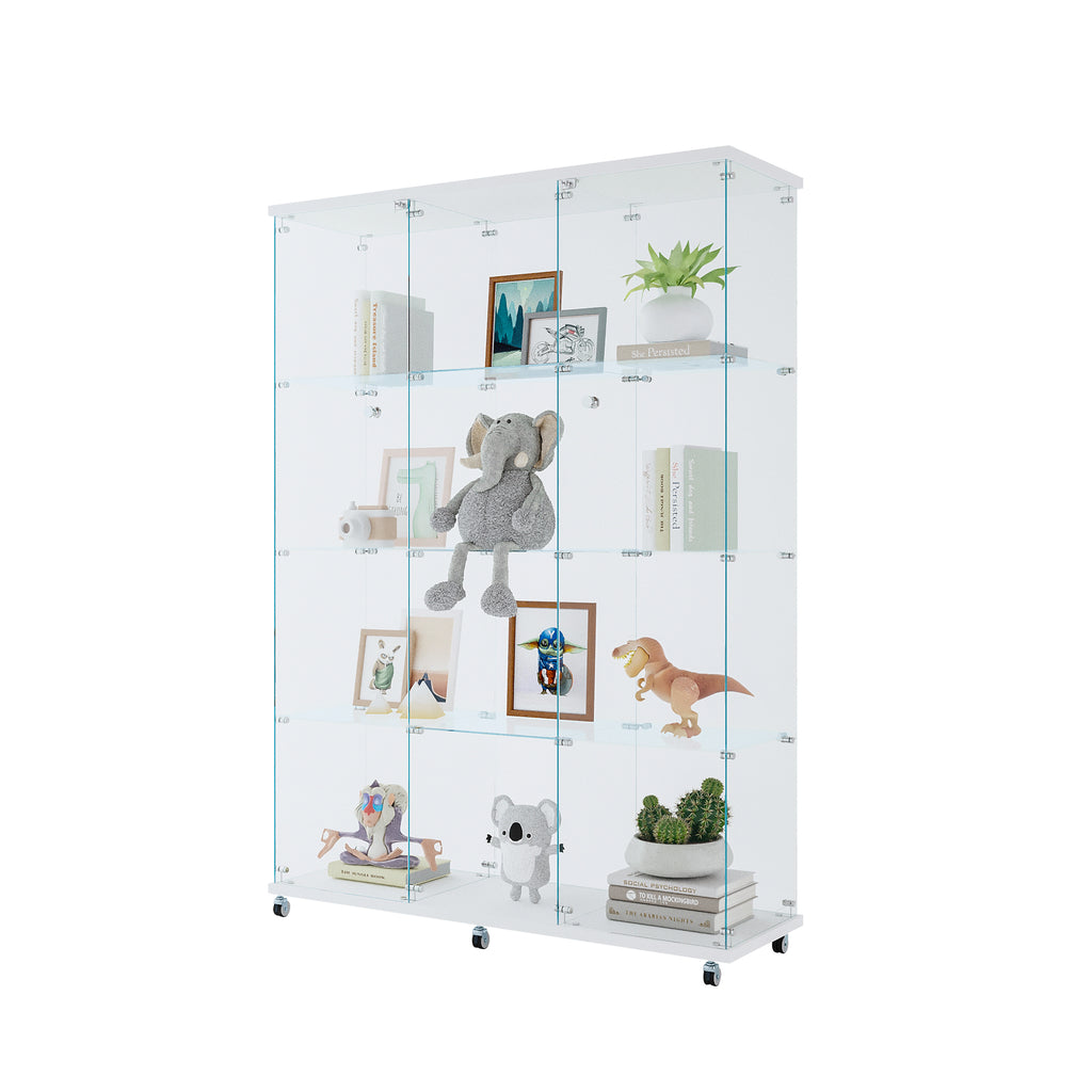 Glass Display Cabinet with 4 Shelves Extra Large, Curio Cabinets for Living Room, Bedroom, Office, Black Floor Standing Glass