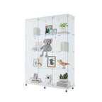 Glass Display Cabinet with 4 Shelves Extra Large, Curio Cabinets for Living Room, Bedroom, Office, Black Floor Standing Glass