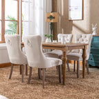 Nikki Collection Modern, High-end Tufted Solid Wood Contemporary Velvet Upholstered Dining Chair with Wood Legs Nailhead Trim 2-Pcs Set,Beige, SW2001BG - Grand Goldman Shop