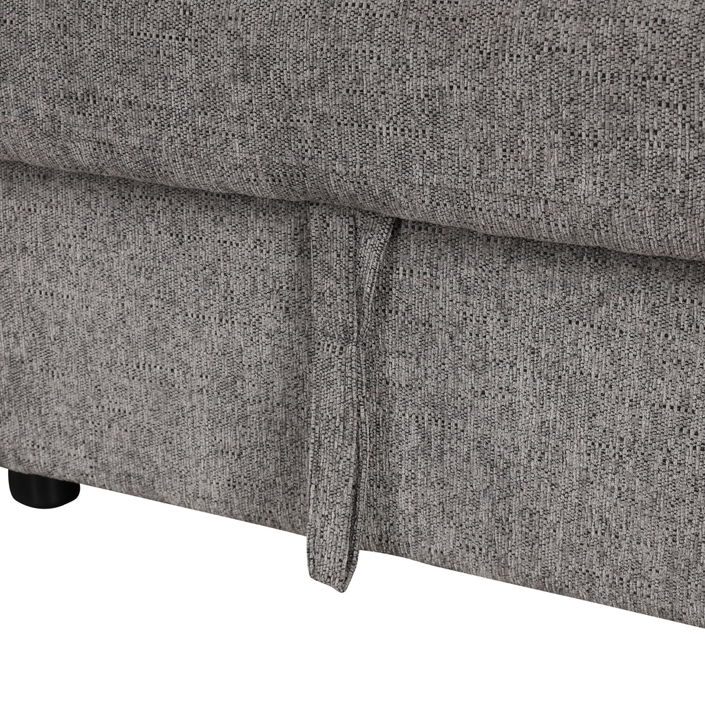 U-shaped Sectional Sofa Pull out Sofa Bed with USB Ports, Power Sockets, Storage Chaise, Light Gray Chenille, 108.6' - Grand Goldman Shop