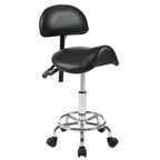 Saddle Stool with Back Support, Rolling Stools with Foot Rest, Ergonomic Adjustable Stool with Wheels, Backrest Adjustable Height & Angle for Salon Spa Tattoo Massage Swivel Stool Chair.(N753P243053B) - Grand Goldman Shop
