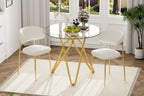 35.4-inch round tempered glass dining table, suitable for 1-4 people, space-saving small kitchen dining table, equipped with sturdy metal table legs, suitable for dining room, living room,Gold - Grand Goldman Shop