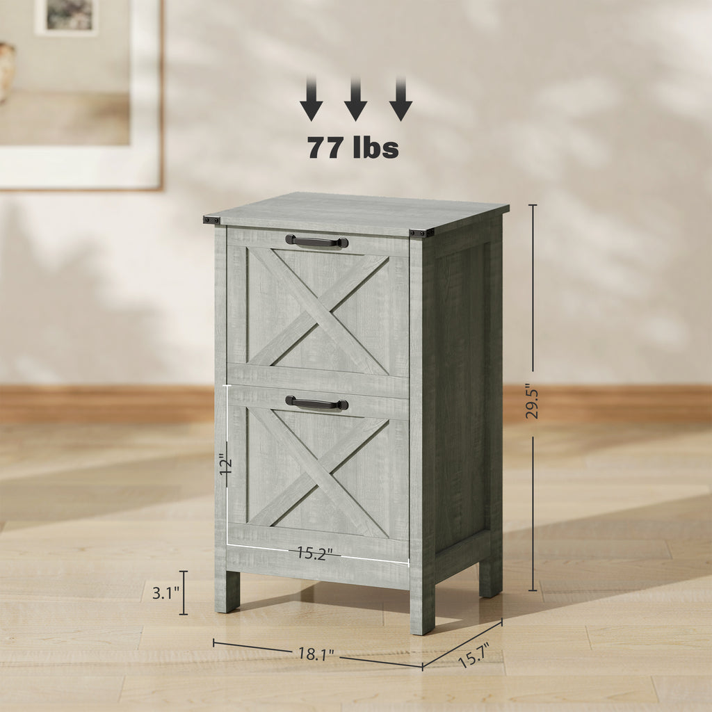 File Cabinet with 2 Drawers, Rustic Farmhouse Office Storage Cabinet,Light Gray - Grand Goldman