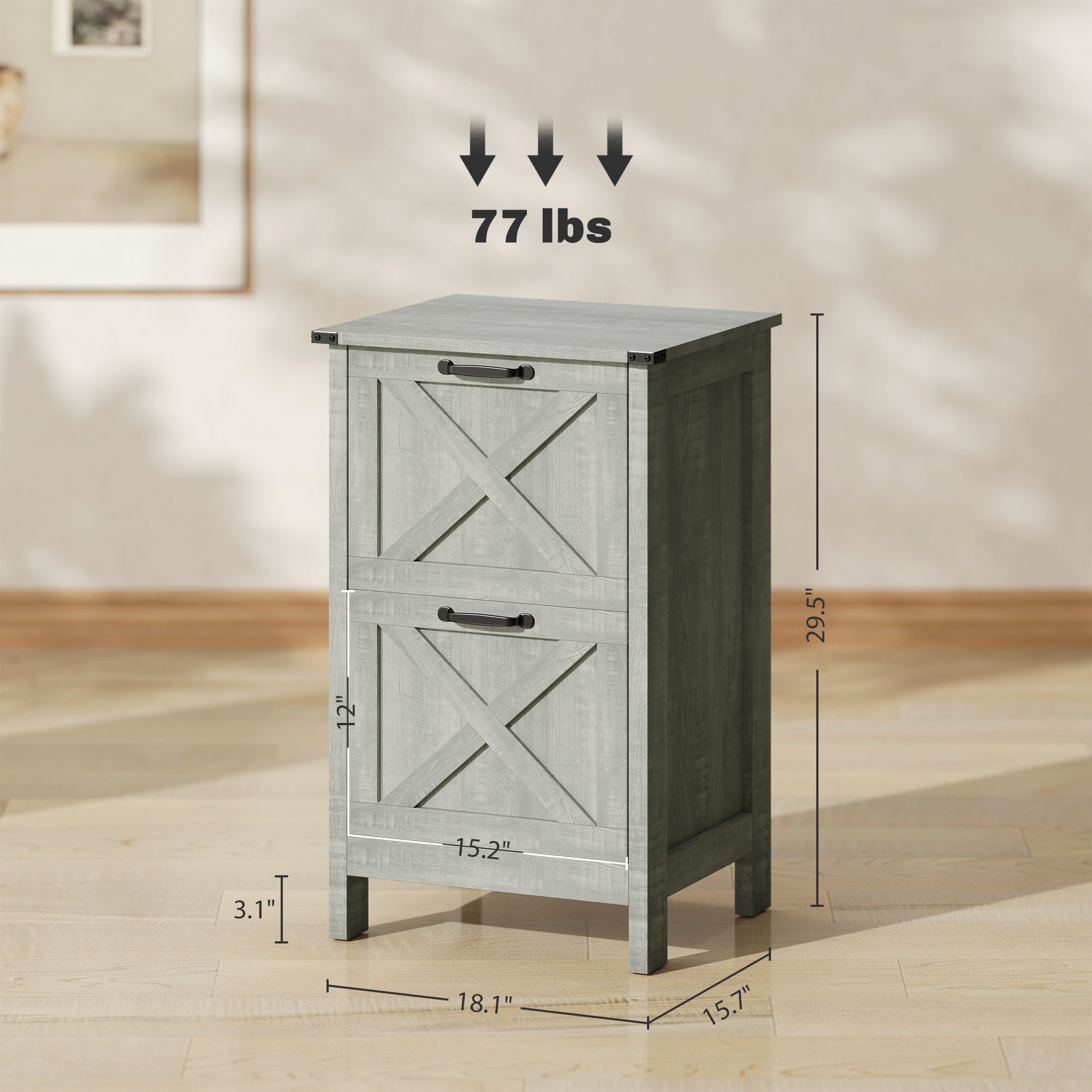 File Cabinet with 2 Drawers, Rustic Farmhouse Office Storage Cabinet,Light Gray - Grand Goldman