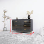 High Glossy Surface 6 Drawers Chest of Drawer with Golden Handle and Golden Steel Legs Black Color Vanity - Grand Goldman Shop