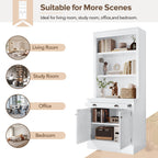 83.4'Tall Bookshelf with 3 pieces LED Lighting, Modern Bookcase with 2 Doors and 1 Drawer,Storage Bookcase with Open Shelves for Living Room,Home Office,White - Grand Goldman Shop