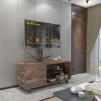 Rustic Brown TV Console with push-to-open Storage Cabinet for TV up to 65in Wood &glass TV Stand for Living Room Bedroom - Grand Goldman Shop