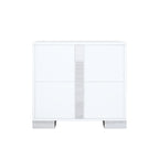 Elegant Nightstand with Metal Foot, Mirrored Bedside Table with 2 Drawers for Bedroom, Living Room, White (Old SKU: WF319353AAK) - Grand Goldman Shop