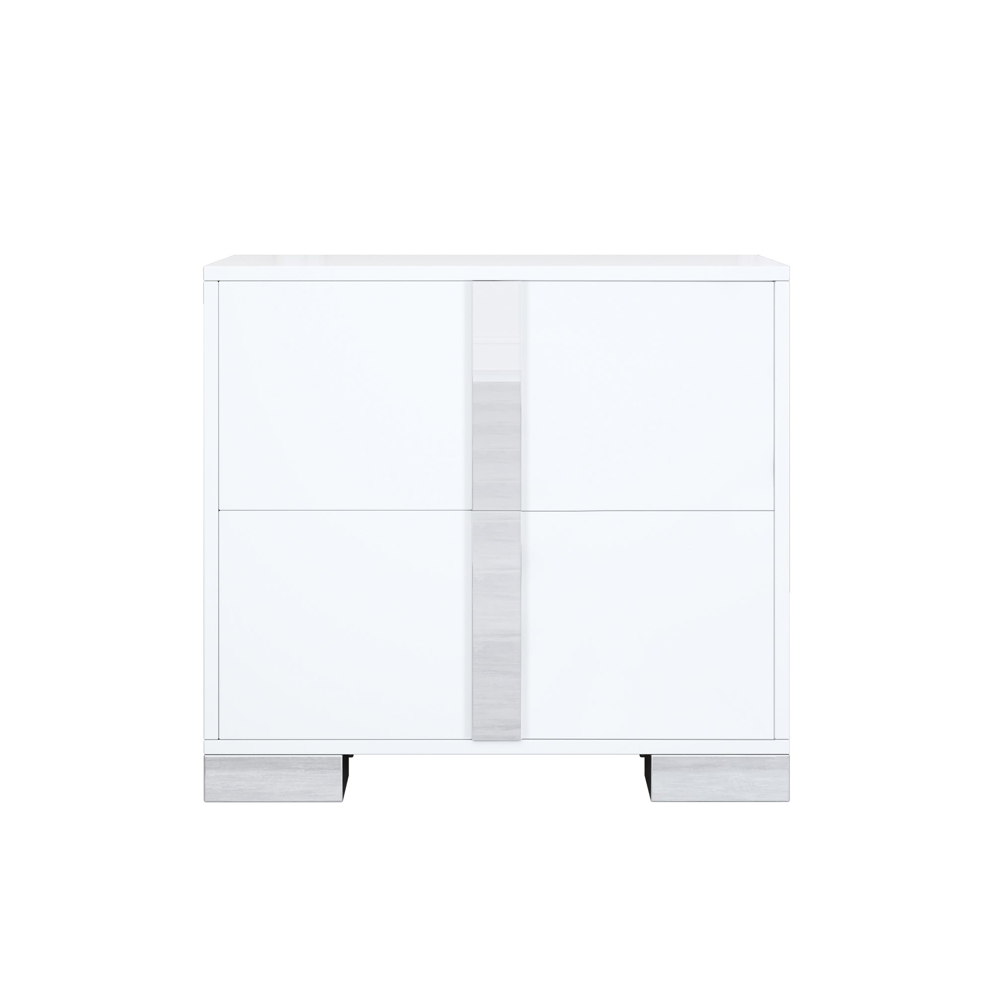 Elegant Nightstand with Metal Foot, Mirrored Bedside Table with 2 Drawers for Bedroom, Living Room, White (Old SKU: WF319353AAK) - Grand Goldman Shop