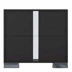 Elegant Nightstand with Metal Foot, Mirrored Bedside Table with 2 Drawers for Bedroom, Living Room, Black - Grand Goldman Shop