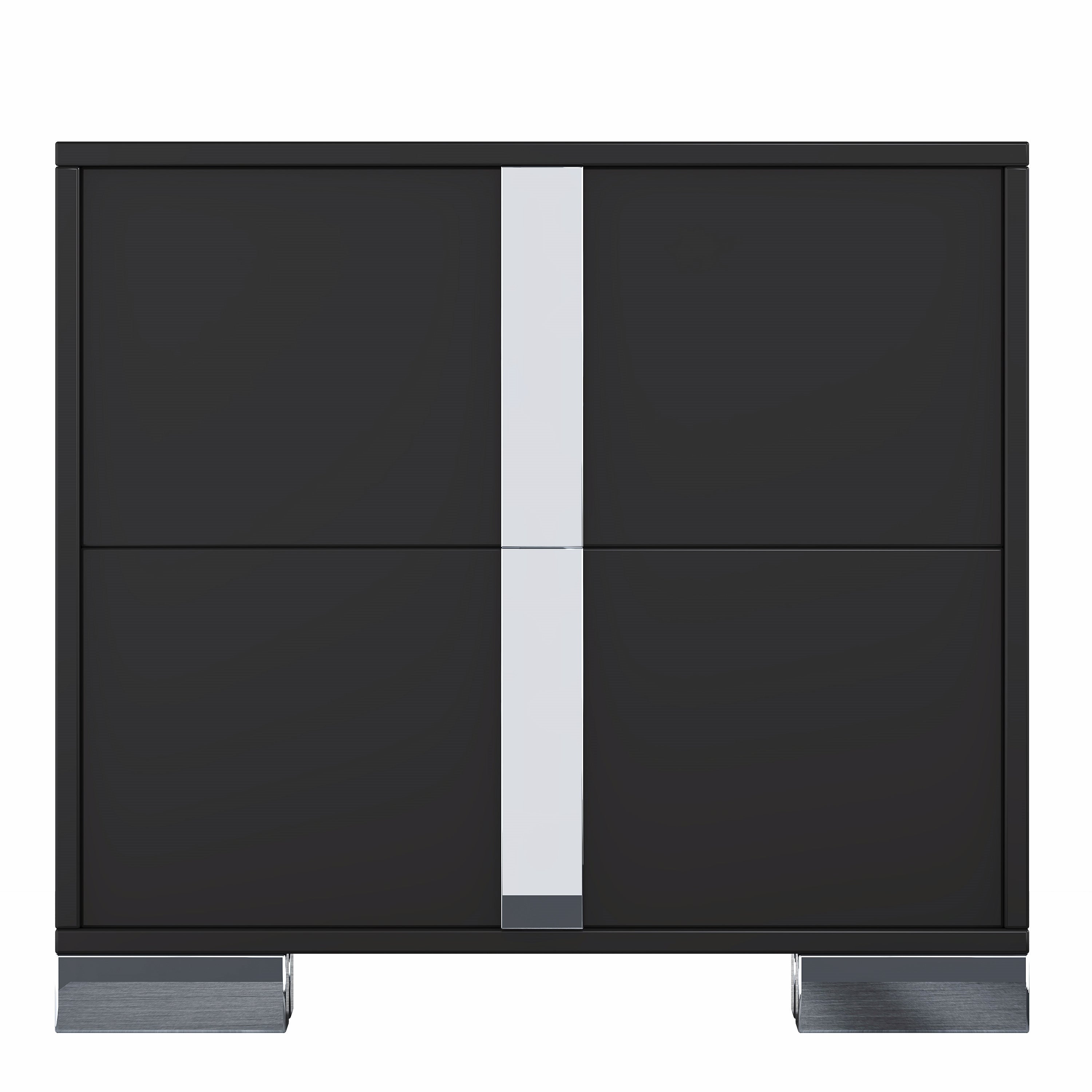 Elegant Nightstand with Metal Foot, Mirrored Bedside Table with 2 Drawers for Bedroom, Living Room, Black - Grand Goldman Shop