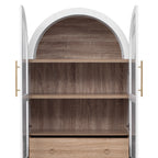 K&K 71' Tall Arched Kitchen Pantry Cabinet with Door Shelves, Farmhouse Kitchen Storage Cabinet with Open & Adjustable Shelves, Hidden Drawer & Glass Door, Cupboard for Kitchen, Dining Room, White - Grand Goldman Shop
