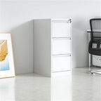 Steel Vertical File Cabinet with Lock - 3-Drawer Metal Storage for A4/Legal/Letter - White, 14.65 x 14.75 x 40.50 inches | Pr