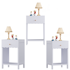 Modern Nightstand with Drawer and Open Shelf, Scalloped Edge Bedside Table in Light Purple, Minimalist Side Table for Kids Room or Girls' Room, Engineered Wood, 16.93 x 14.96 x 26.77 inches - Grand Goldman Shop