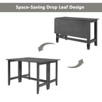 TOPMAX Farmhouse Wood Extendable Dining Table with Drop Leaf for Small Places, Gray(OLD SKU:N717P195019) - Grand Goldman Shop