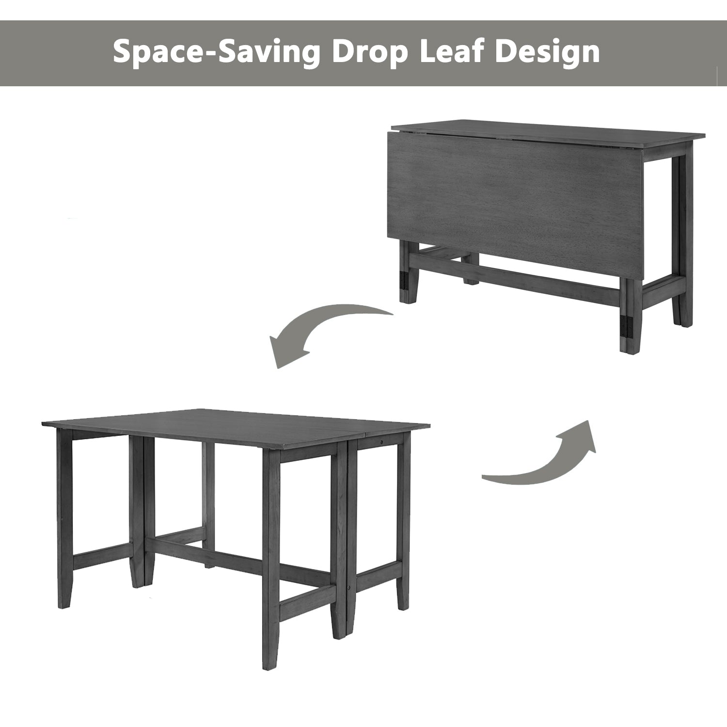 TOPMAX Farmhouse Wood Extendable Dining Table with Drop Leaf for Small Places, Gray(OLD SKU:N717P195019) - Grand Goldman Shop