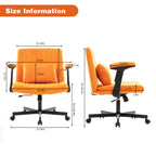 Orange Velvet Criss Cross Armrest Office Chair with Wheels - Stylish for Home Office, Gaming & Makeup | Premium Home Decor - 