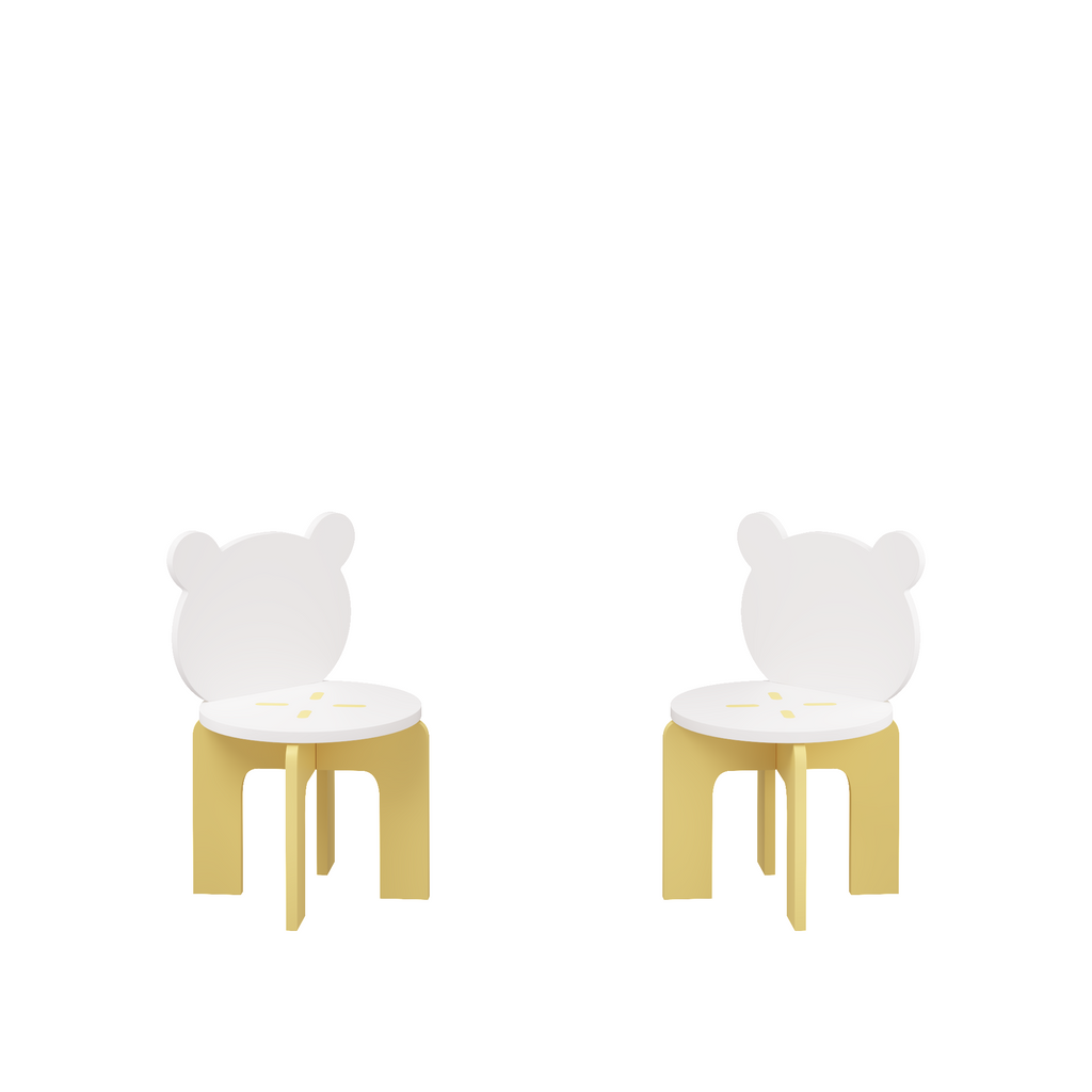Kids Table and Chair Set, 3-Piece Toddler Table with 2 Chairs, Cute Bear-Back Chairs, Sturdy Wooden Activity Table Set for Ki