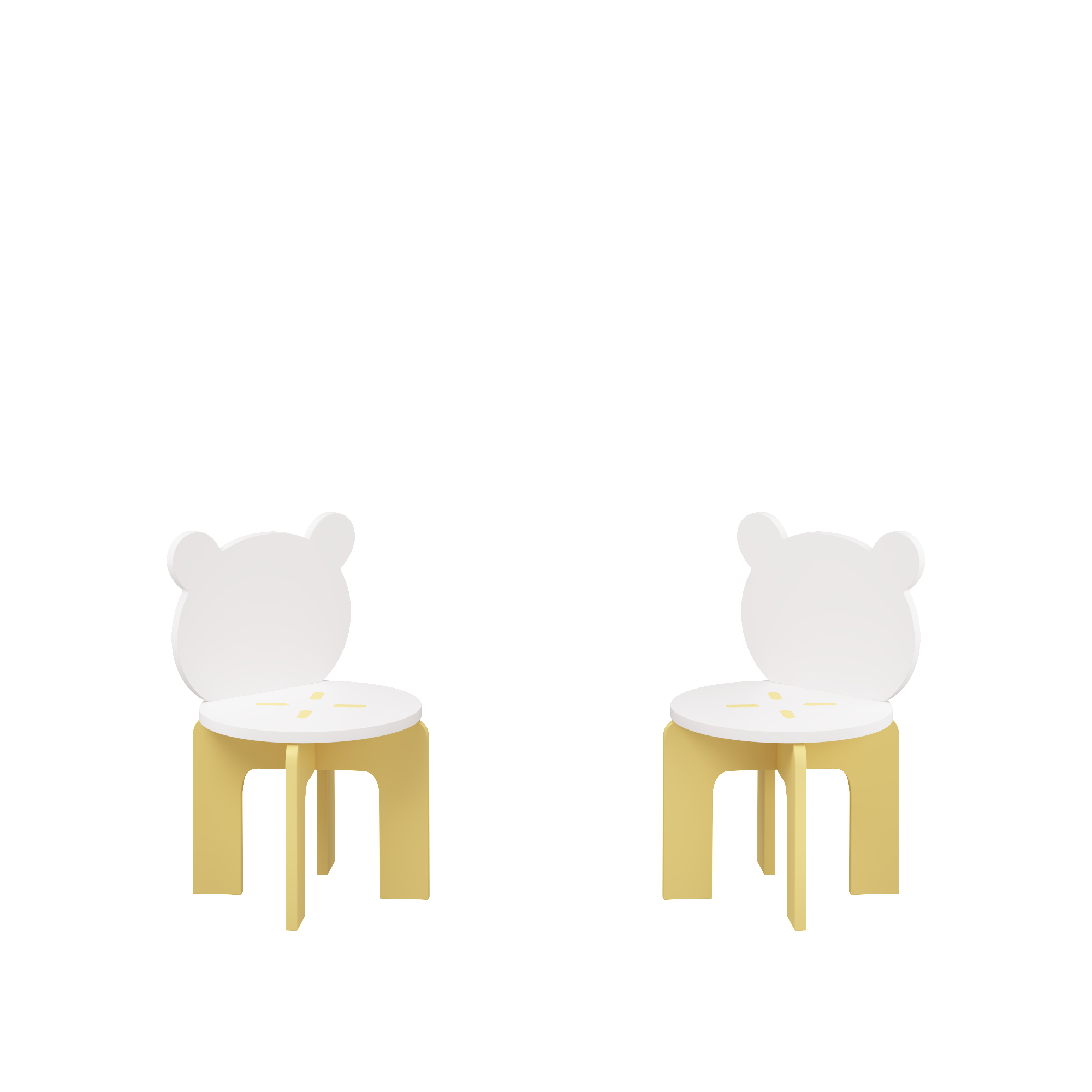 Kids Table and Chair Set, 3-Piece Toddler Table with 2 Chairs, Cute Bear-Back Chairs, Sturdy Wooden Activity Table Set for Ki