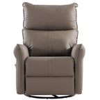 PU Rocking Recliner Chair, 360° Swivel Nursery Rocking Chair, Glider Chair, Modern Small Rocking Swivel Recliner Chair, Home Theater Seating, Side Pocket (Brown+360° Swivel) - Grand Goldman Shop
