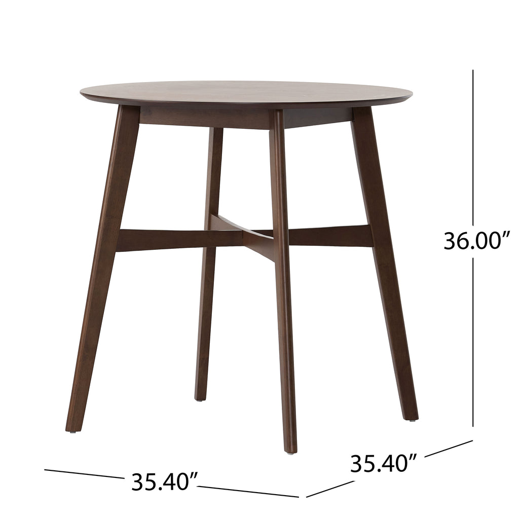 Round Counter Height Dining Table with Thick Rubberwood Legs and Support Beams, Walnut - Grand Goldman Shop