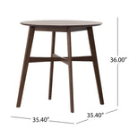 Round Counter Height Dining Table with Thick Rubberwood Legs and Support Beams, Walnut - Grand Goldman Shop