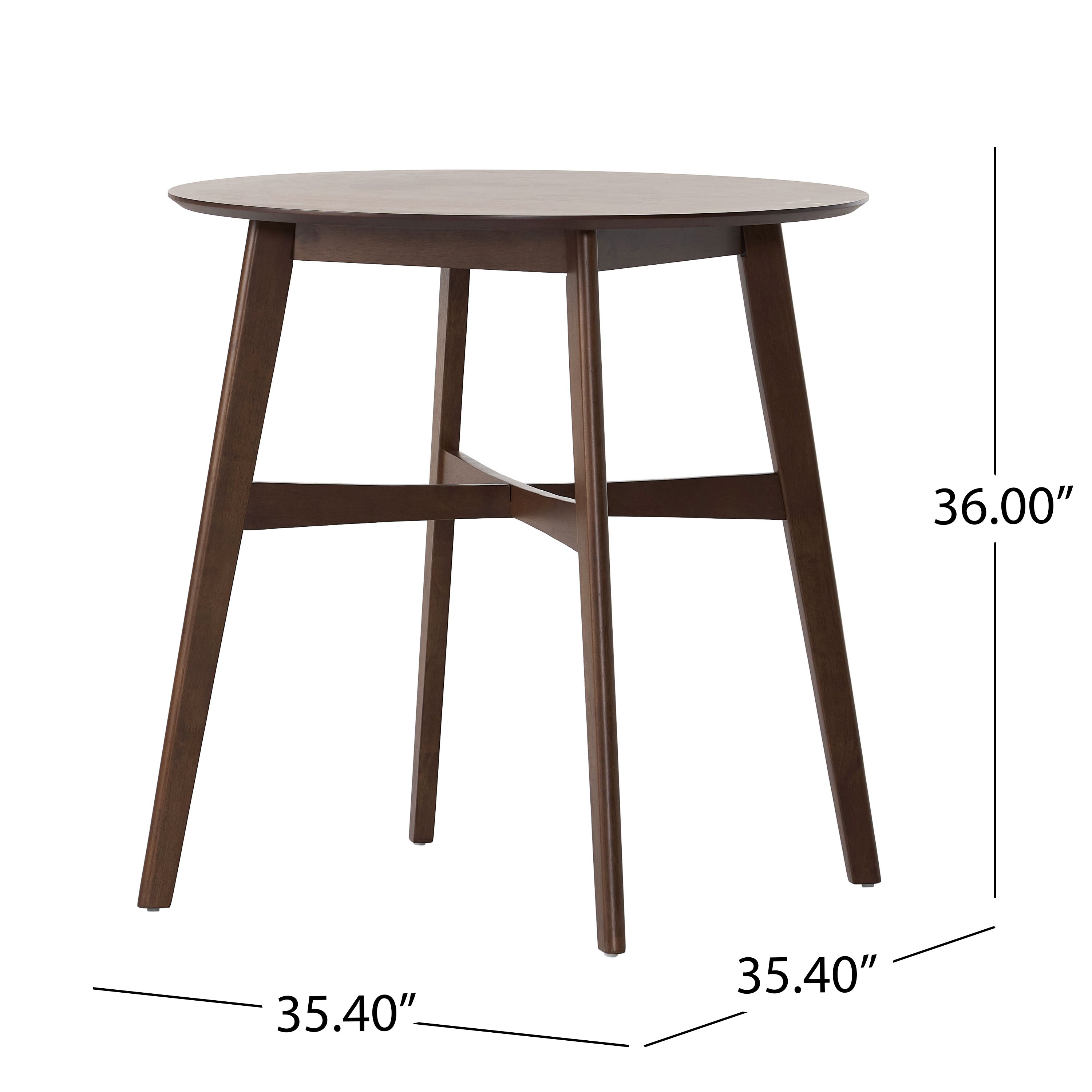 Round Counter Height Dining Table with Thick Rubberwood Legs and Support Beams, Walnut - Grand Goldman Shop
