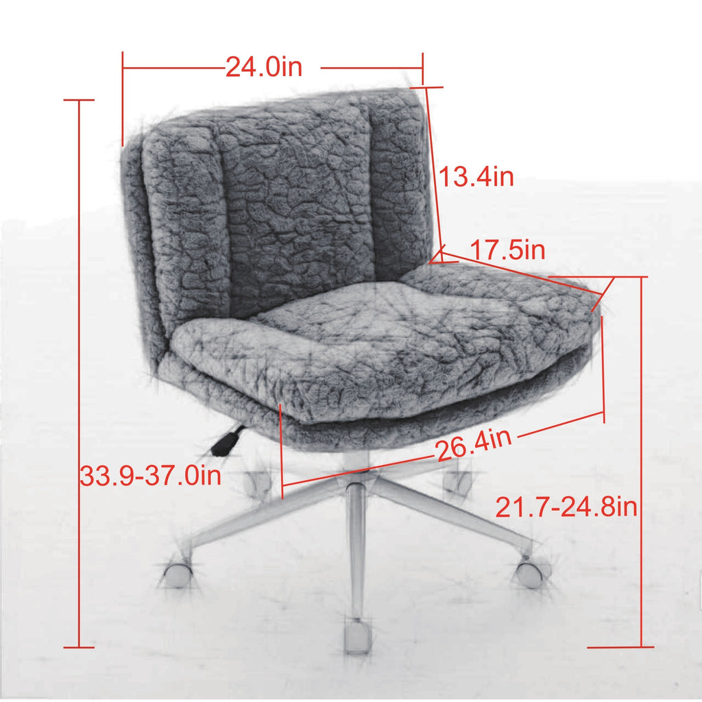 W26.4 inch  Wider Seat Office Chair,Artificial rabbit hair Home Office Chair with Metal Base,Adjustable Desk Chair Swivel Off