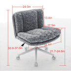 W26.4 inch  Wider Seat Office Chair,Artificial rabbit hair Home Office Chair with Metal Base,Adjustable Desk Chair Swivel Off