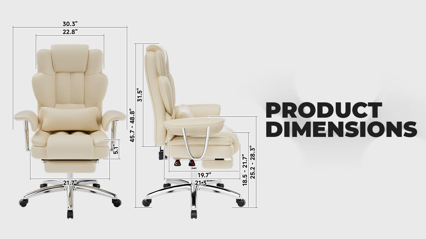 Office Chair, Big and Tall Executive Office Chair with Footrest, Leather Computer Chair, Ergonomic Reclining Chair High Back 