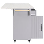 K&K Kitchen Island with Trash Can Storage Cabinet, Kitchen Cart with Drop Leaf, Spice Rack, Towel Rack and Drawer, Rolling Kitchen Island on Wheels with Adjustable Shelf, Grey - Grand Goldman Shop