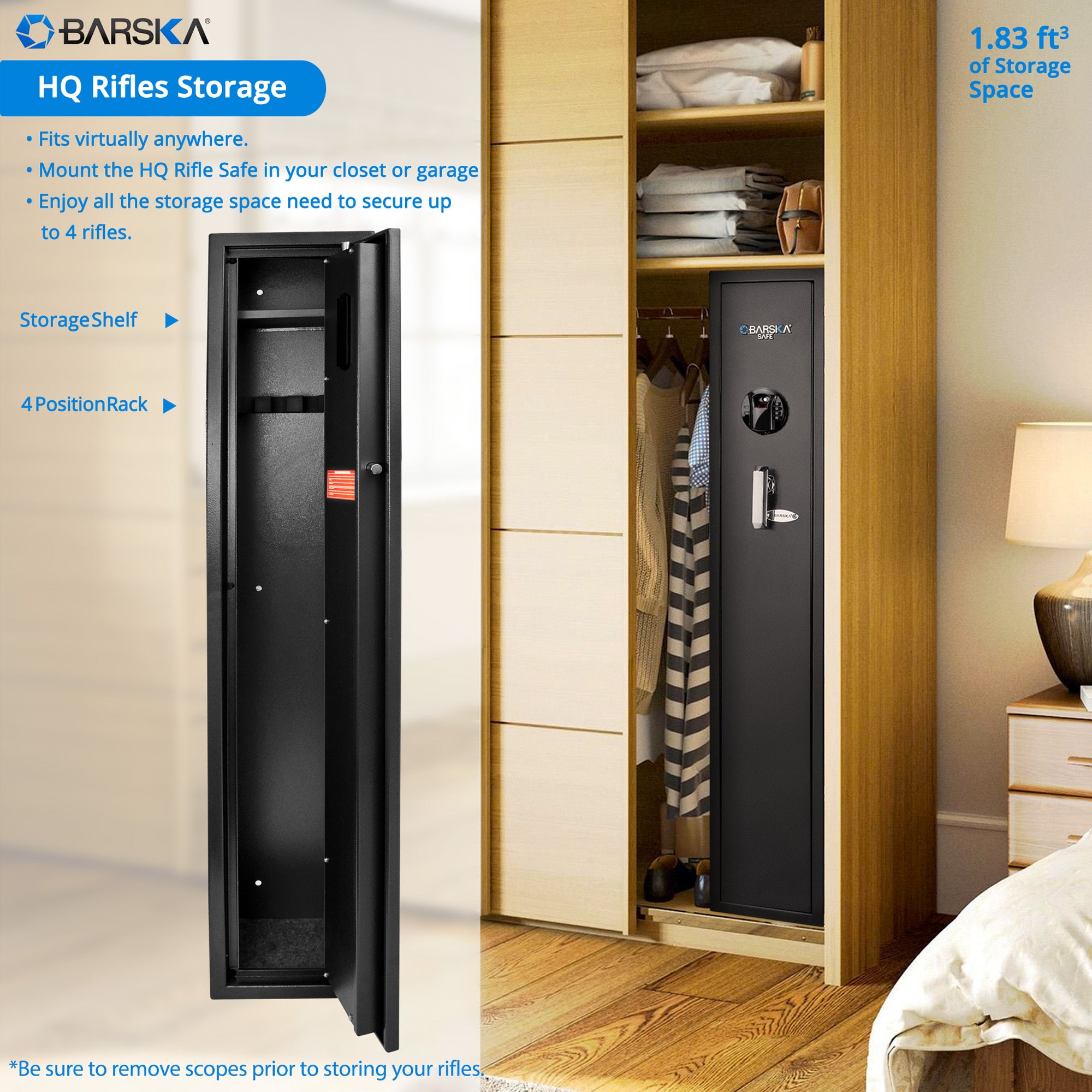 1.83 CU FT BIOMETRIC KEYPAD RIFLE SAFE - Shop Quality Furniture at Grand Goldman