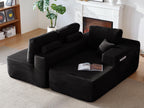 104' Cloud Sectional Sofa with L-Shape Chaise and Side Pockets , Modern Modular Design, Deep Seating, Upholstered Couch for Living Room/Bedroom, No Assembly Required (Plush Fabric), Black,Right - Grand Goldman Shop