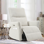 270° Power Swivel Rocker Recliner Chair for Adults, Swivel Rocking Recliner Chair,Electric Small Recliners for Small Spaces, Single Sofa Recliner for Living Room, Bedroom,RV (Fabric Gray+270°Swivel) - Grand Goldman Shop