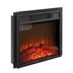 Electric Fireplace Insert 18' 1400W 120V ,Equipped with remote control, ultra thin heater with log set & realistic flame - BLACK - Grand Goldman Shop