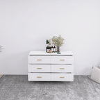 High Glossy Surface 6 Drawers Chest of Drawer with Golden Handle and Golden Steel Legs White Color Vanity - Grand Goldman Shop