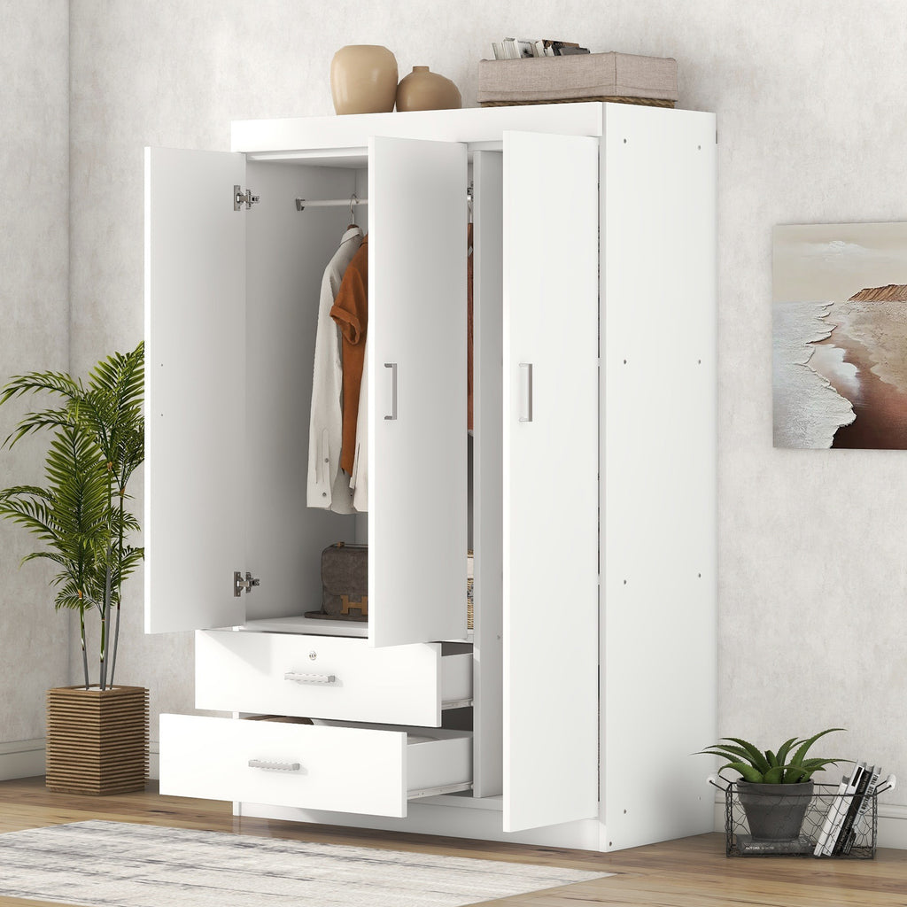 3-Door Wardrobe with 2 Drawers, White(OLD SKU:LP006001AAK) - Grand Goldman Shop