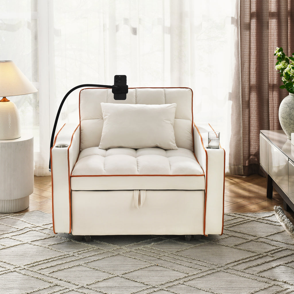 Convertible Sleeper Chair Sofa Bed Adjustable Pull Out Sleeper Chair Bed Multi-Pockets Folding Sofa Bed for Living Room Bedroom Small Space,3-in-1 Sofa Bed - Grand Goldman Shop