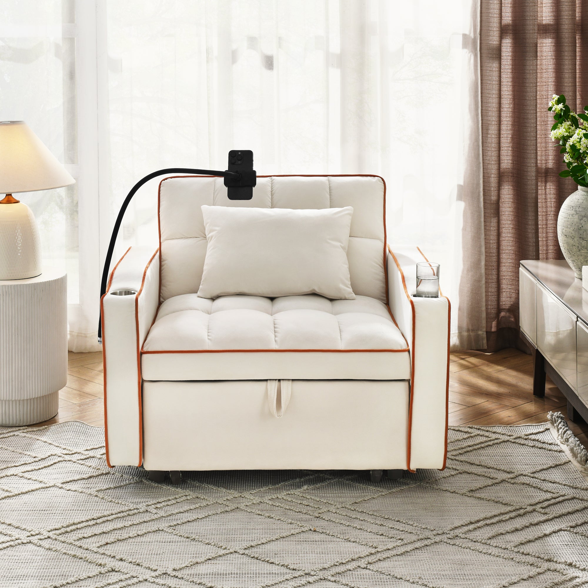 Convertible Sleeper Chair Sofa Bed Adjustable Pull Out Sleeper Chair Bed Multi-Pockets Folding Sofa Bed for Living Room Bedroom Small Space,3-in-1 Sofa Bed - Grand Goldman Shop