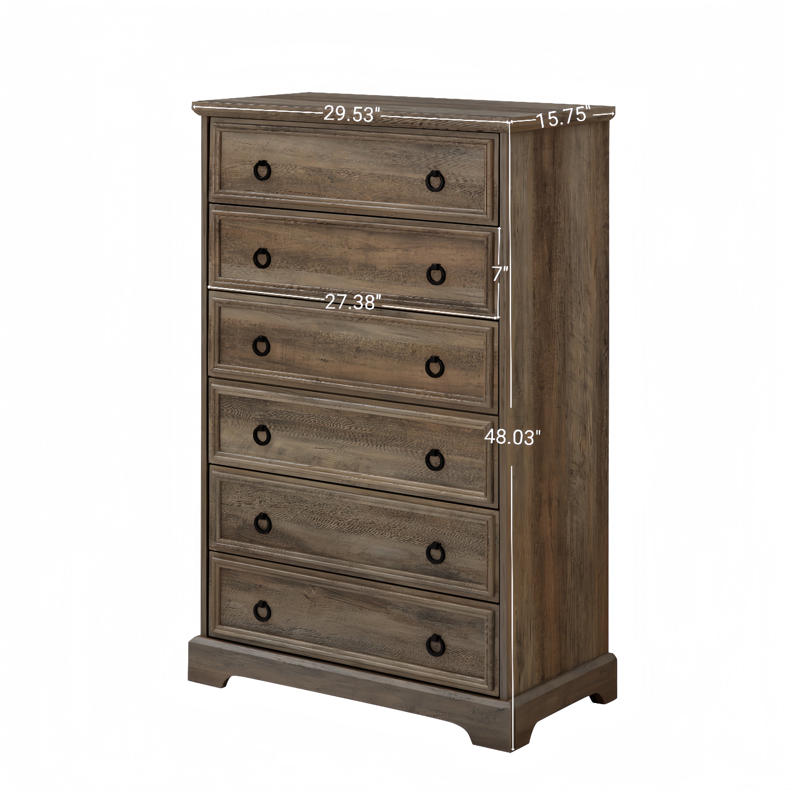 Modern 6 Drawer Dresser, Dressers for Bedroom, Tall Chest of Drawers Closet Organizers & Storage Clothes - Easy Pull Handle, Textured Borders Living Room, Hallway,L 29.53''*W15.75''*H48.03'' - Grand Goldman Shop