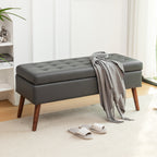 Storage Bench with Storage Bench for Bedroom End of Bed Bench Foot of Bed Bench Entryway Bench Storage Ottoman Bench 43.3' W x 17.7' Dark Grey Leather Bench - Grand Goldman Shop